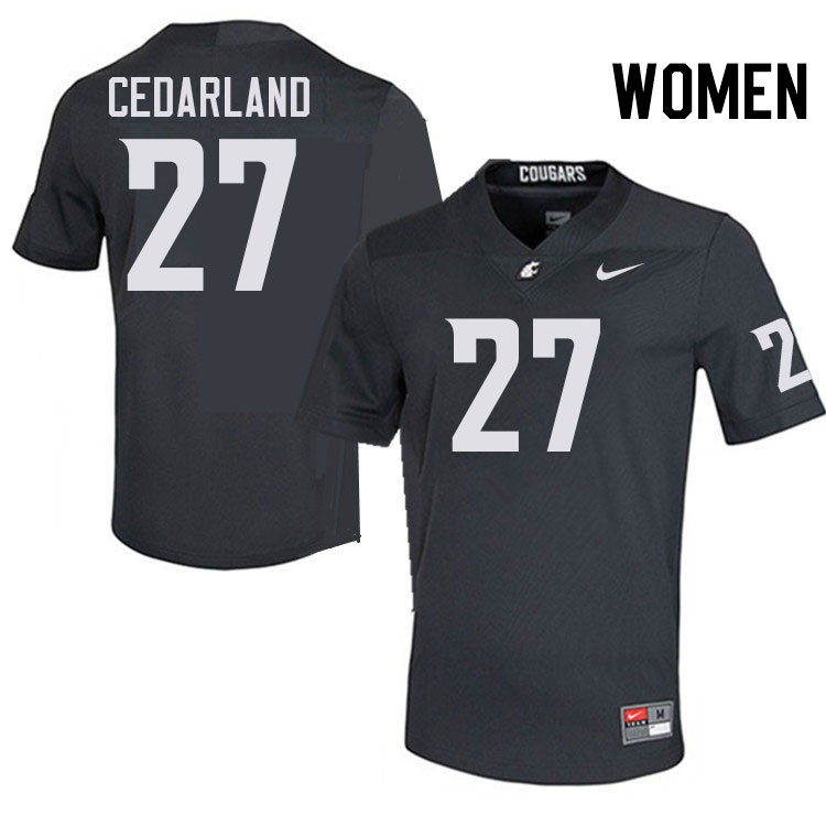 Women #27 Hudson Cedarland Washington State Cougars College Football Jerseys Stitched-Charcoal